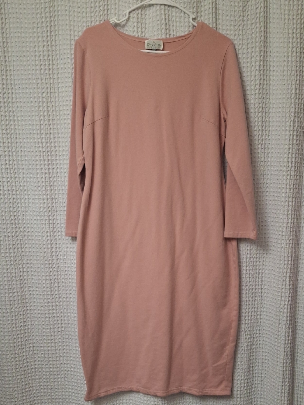 Dainty Jewells Pink Long Sleeve Midi Shift Dress